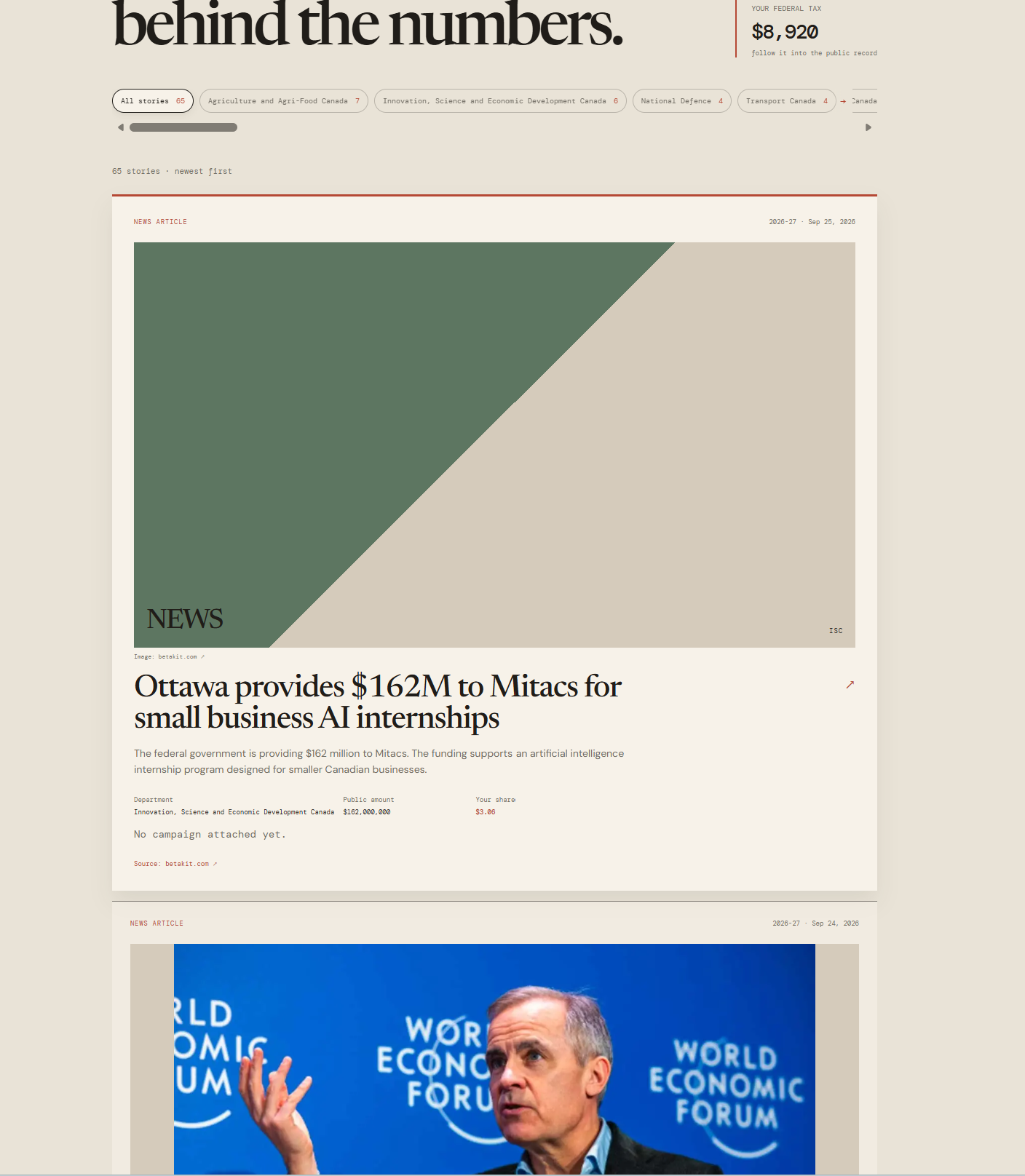 Spending stories feed with your personal share of each item